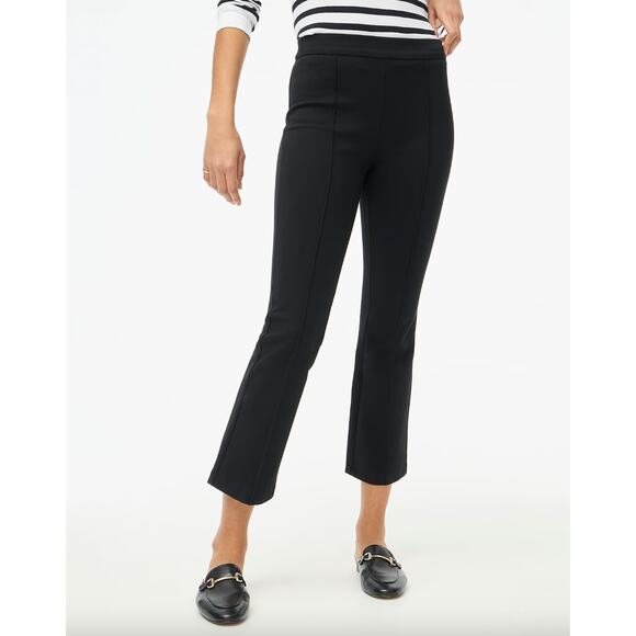 J.Crew Petite Crop Flare Ponte Pant Stretch Knit Black Classic Comfort US 4P NWT - Picture 1 of 13